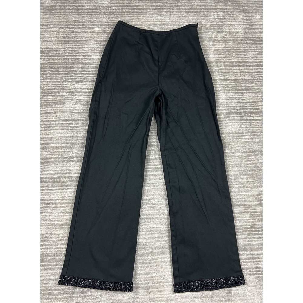 Karen Kane Instyle Pants Womens 2 Black‎ Embroidered Hem Casual